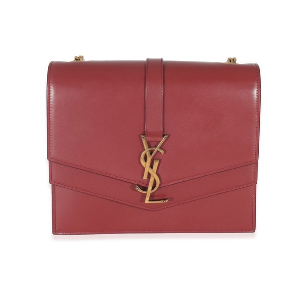 Saint Laurent Burgundy Smooth Leather Medium Sulpice - Picture 1 of 8